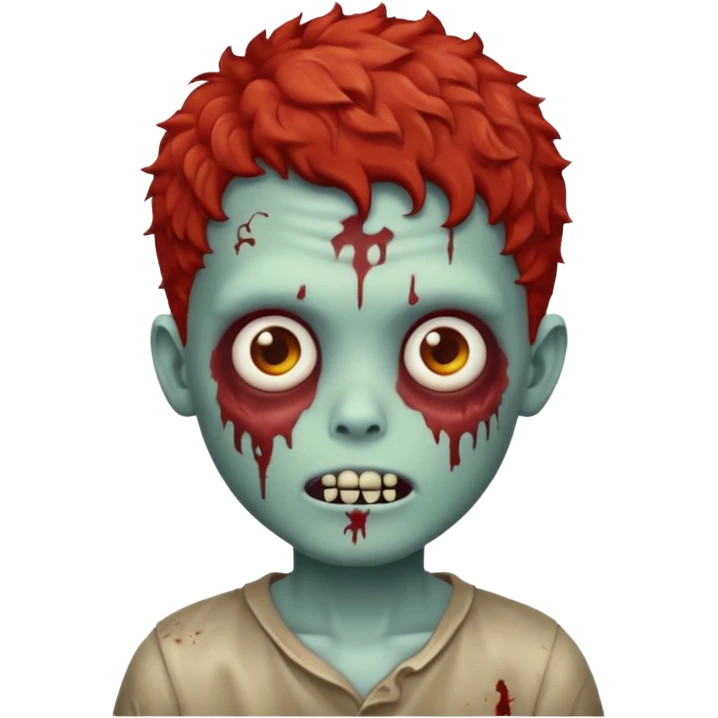 Create an emoji of zombie boy with red and short curly hair emoji