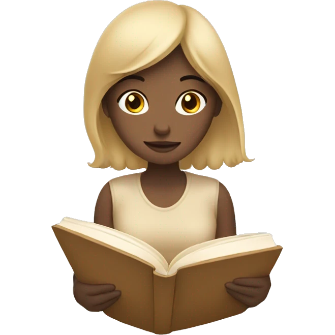 Girl reading a book. In beige tones  emoji