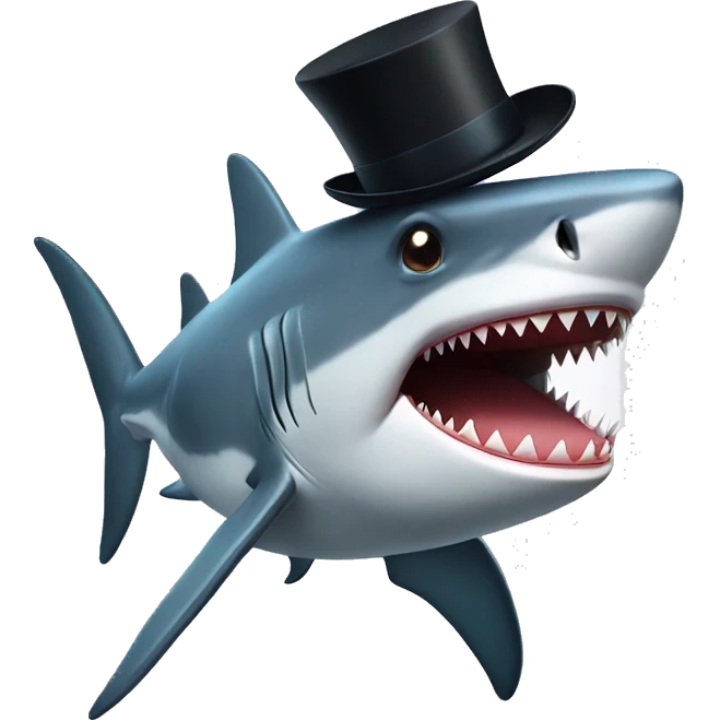 Shark with a top hat emoji