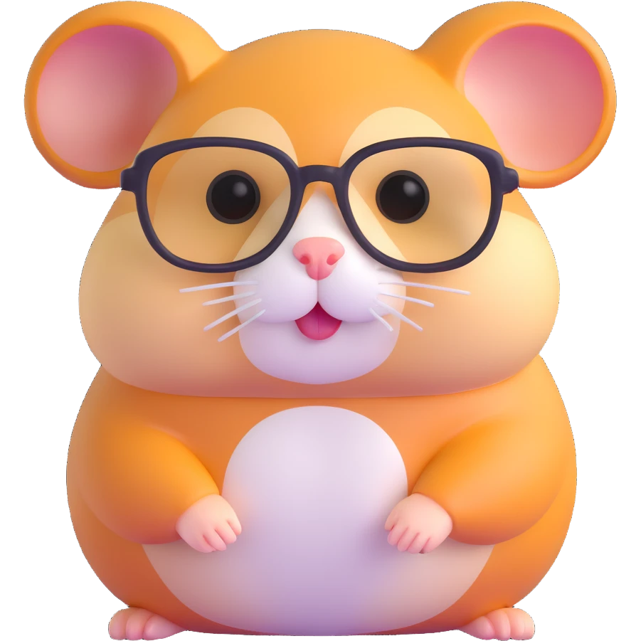 nerd hamster with big glasses and cute expression emoji
