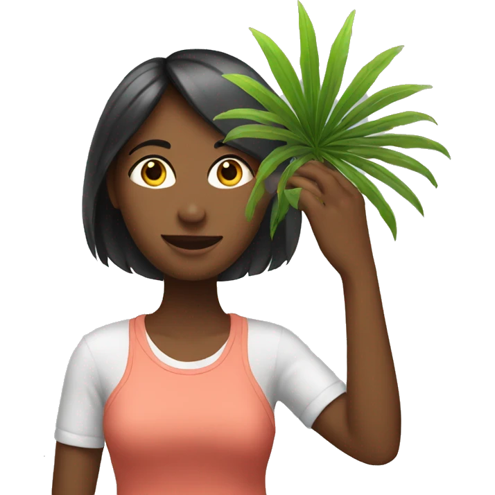Woman showing a large palm emoji