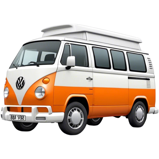 vw t5 campervan in two-tone white and orange emoji