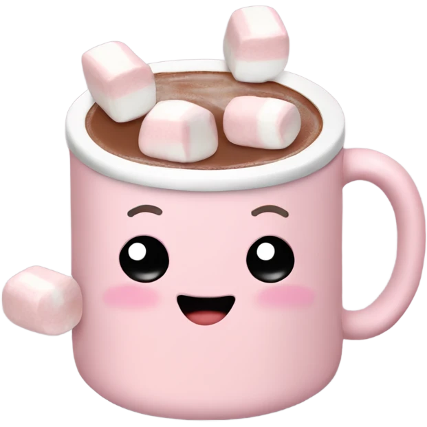 Light Pink mug of hot chocolate with marshmallows  emoji
