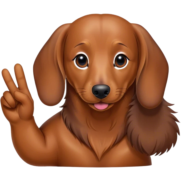 Dachshund giving peace sign emoji
