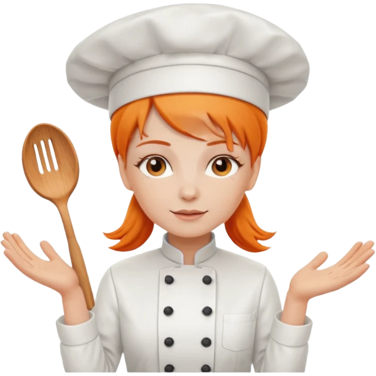 Una chef, pelinaranja de pelo lacio emoji