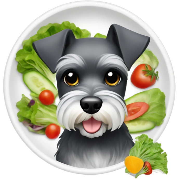 miniature schnauzer eating a salad emoji