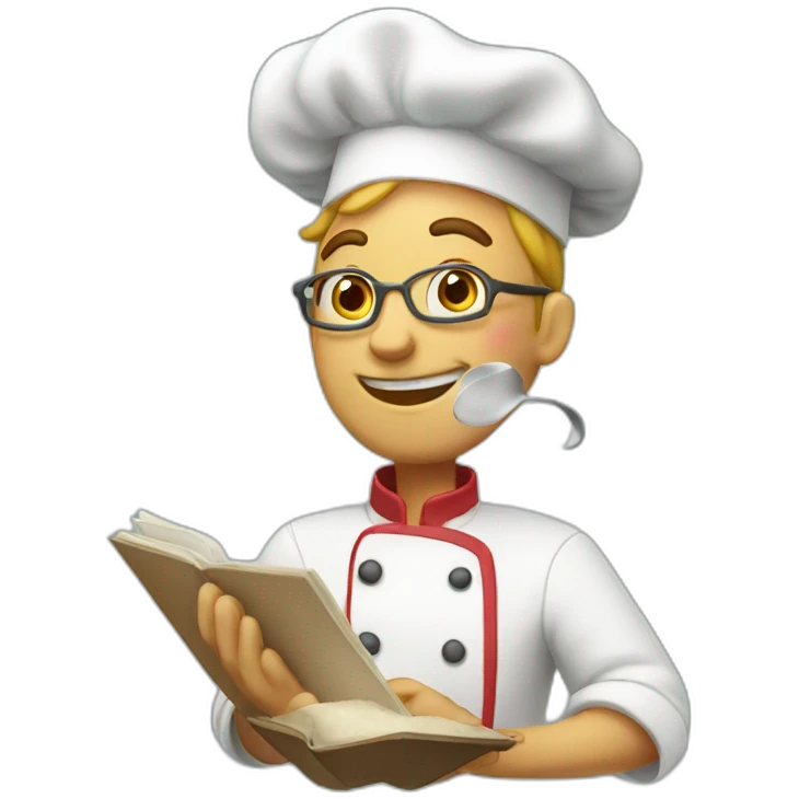 chef reading recipe book emoji