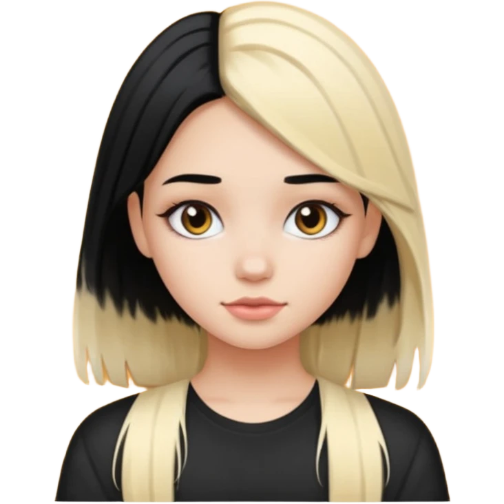 split dye half blonde half black hair, pretty bratz baddie emoji