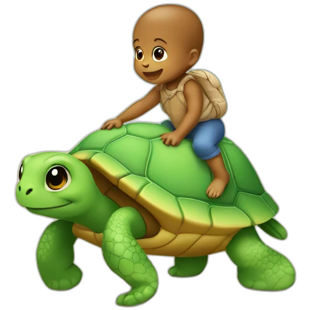 Bébé sur tortue emoji