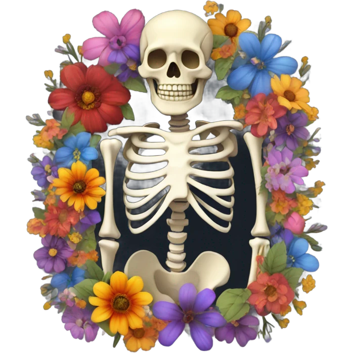 Skeleton full of flowers in the chest  emoji