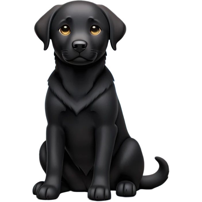 cinematic-[Labrador retriever]-realistic-full-body-sitting-emoji,-tail-resting-loosely-beside-its-paws,-head-tilted-dramatically, -sleek-[black]-fur,-simplified-yet-realistic-focused-features,-highly-detailed,-glowing-with-an-almost-sarcastic-glow emoji