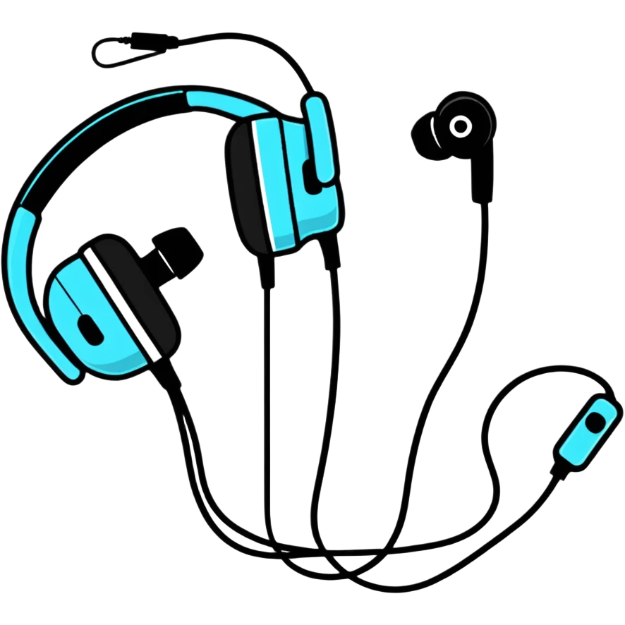 earphones cartoonish sticker style emoji