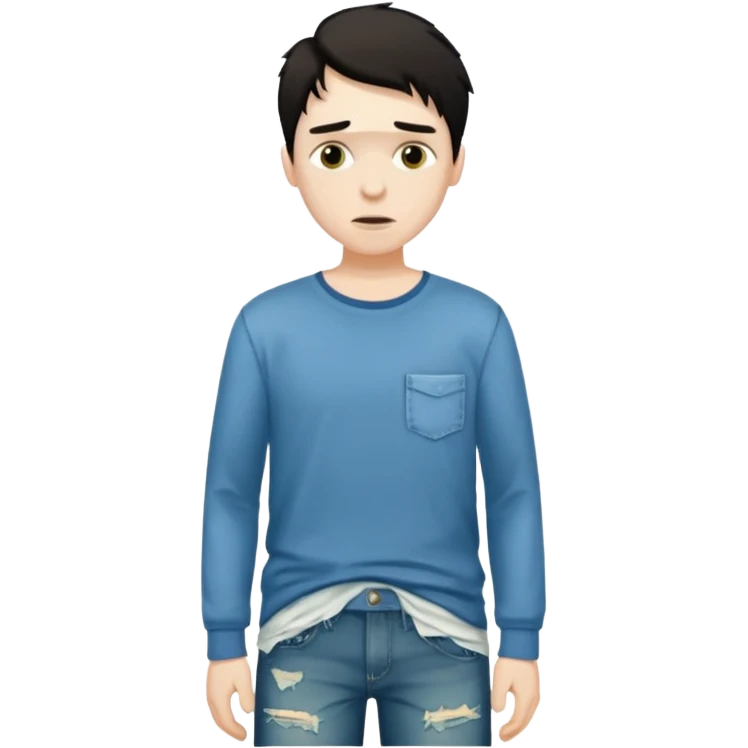 man showing empty pockets emoji