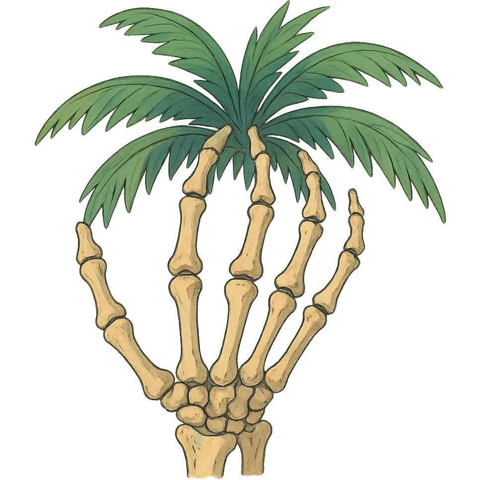 ghibli style skeleton palm emoji