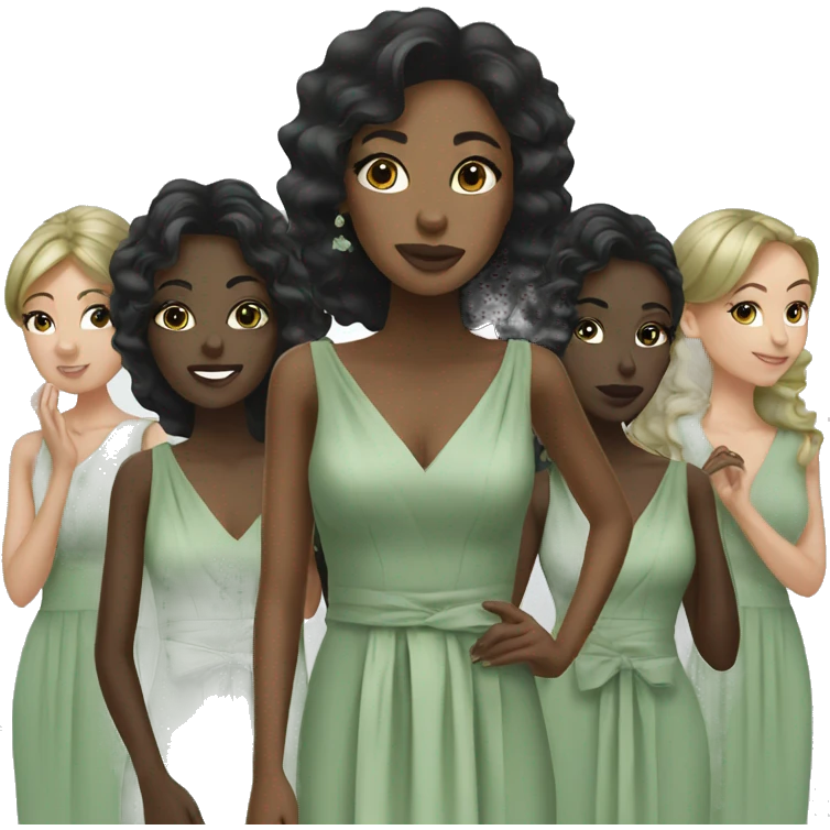 Black bridesmaids with sage green dresses emoji