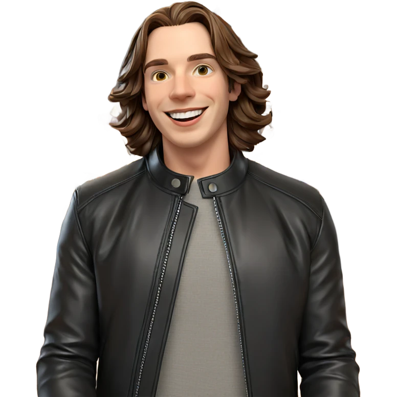 smiling male in leather jacket emoji