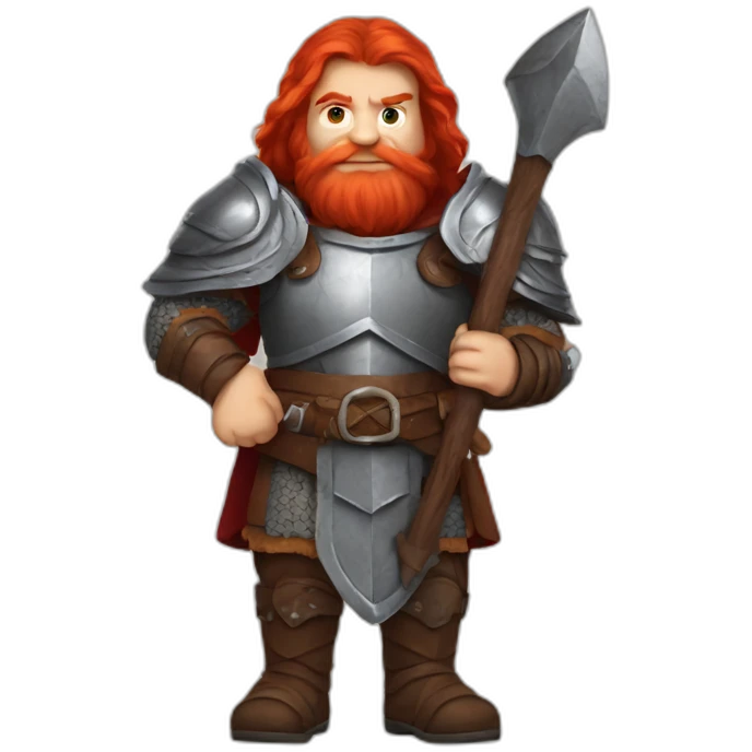 A red hair dwarf warrior with a greataxe emoji