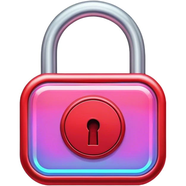 Holographic red and neon lock emoji