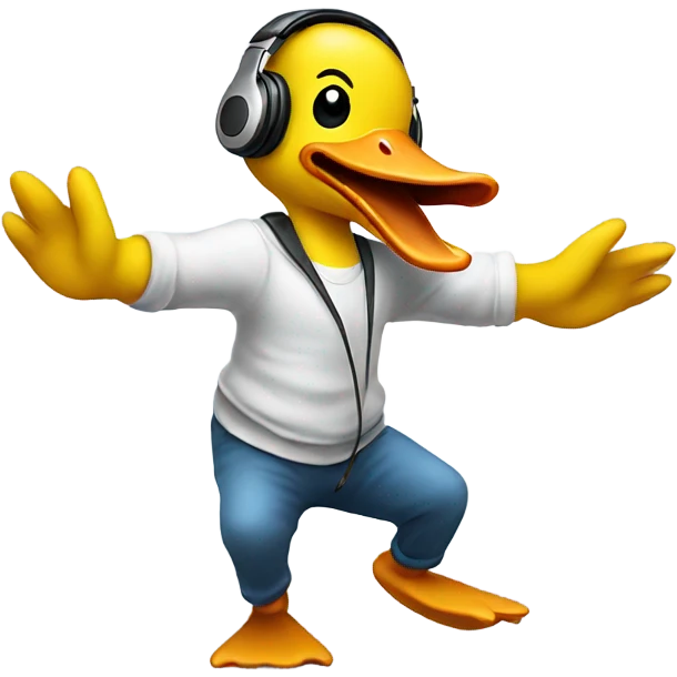 dancing duck with headphones emoji
