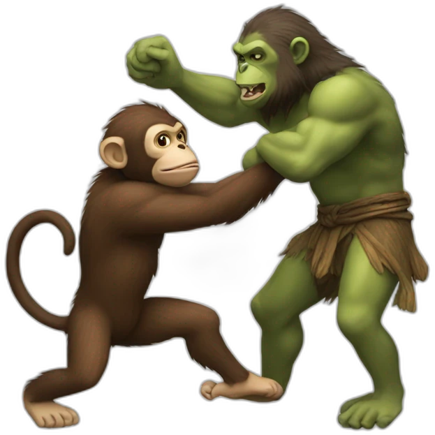 a monkey beating an ogre emoji