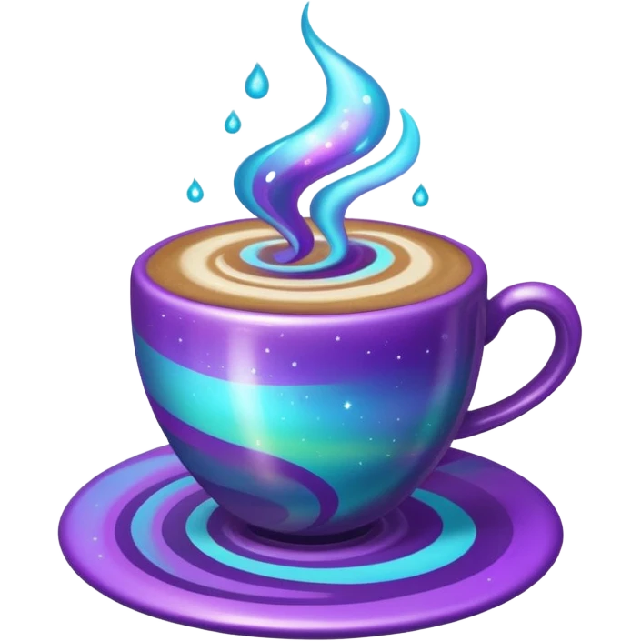 glitter cian and purple coffee
 emoji