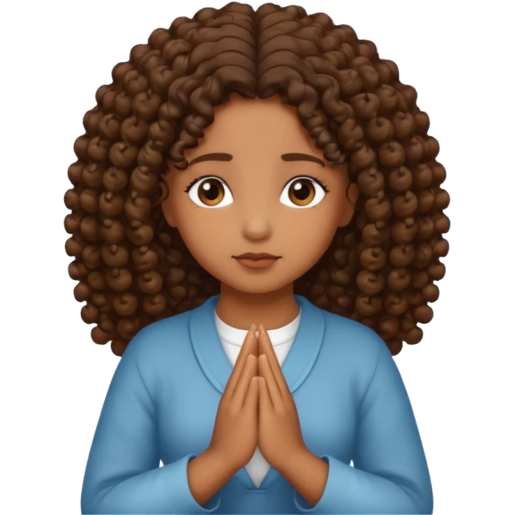 brown girl praying curls emoji