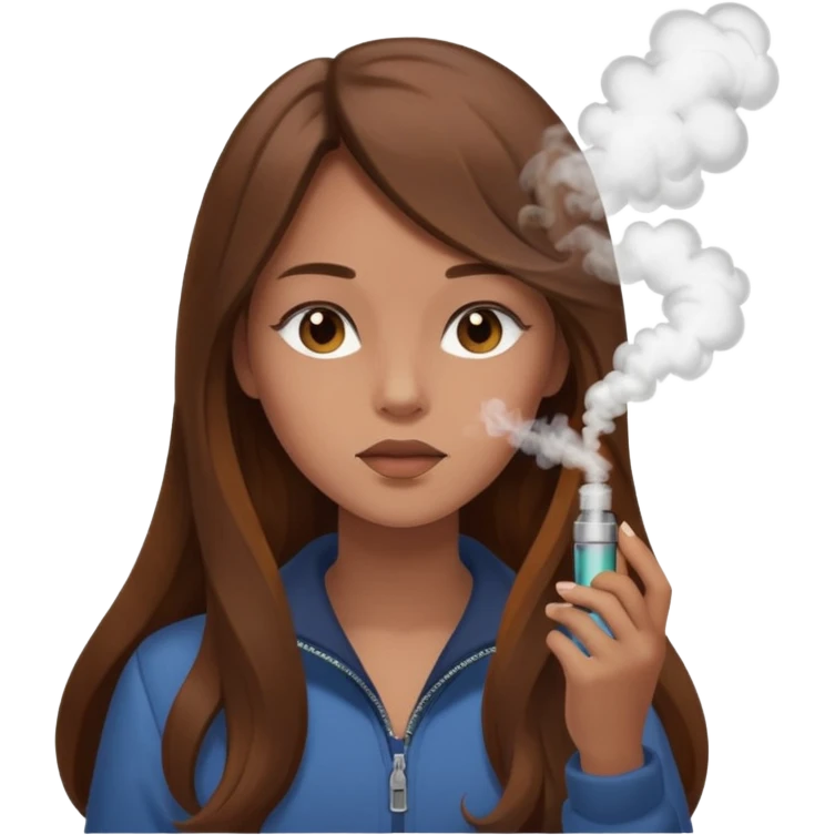 girl with vape long hir and color brwon emoji