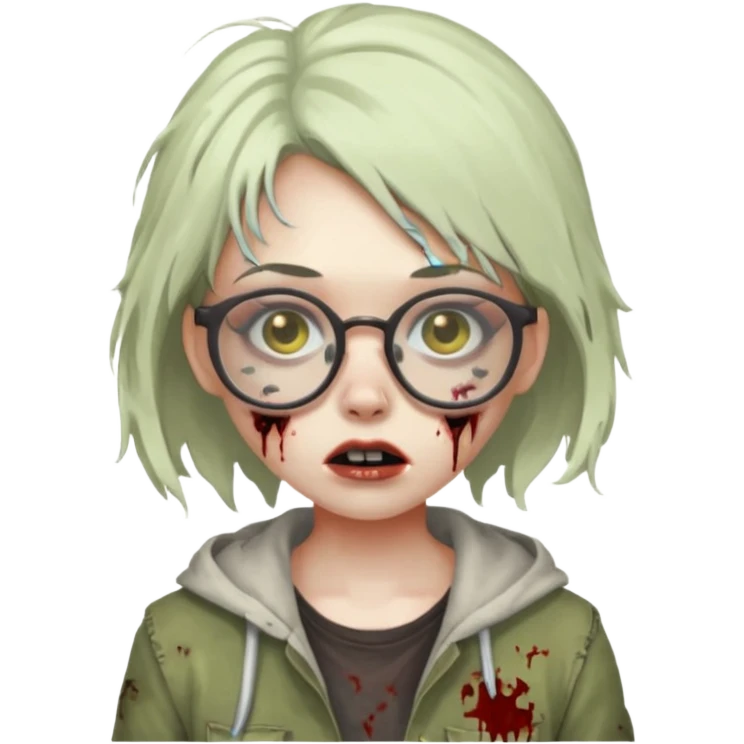 cute zombie girl with glasses emoji