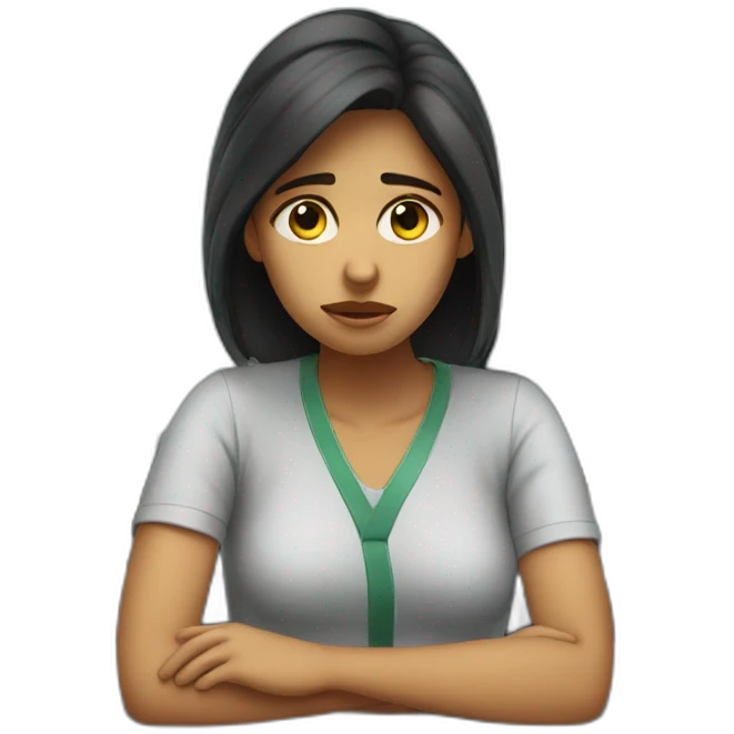 Sad girl at work emoji