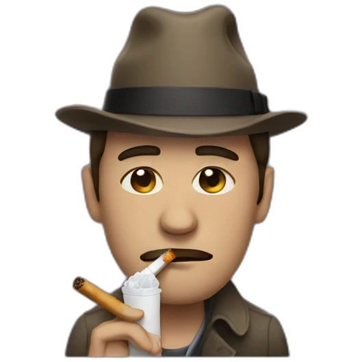 sad man with a cigarette and a hat emoji