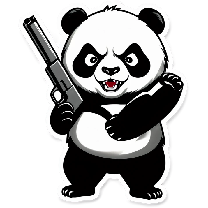 Angry Panda holding a gun emoji