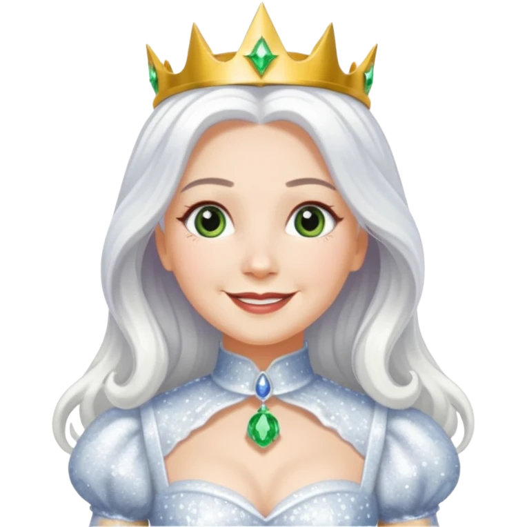 Good Witch of the North from the Wizard of Oz with long white hair, white sequin outfit emoji