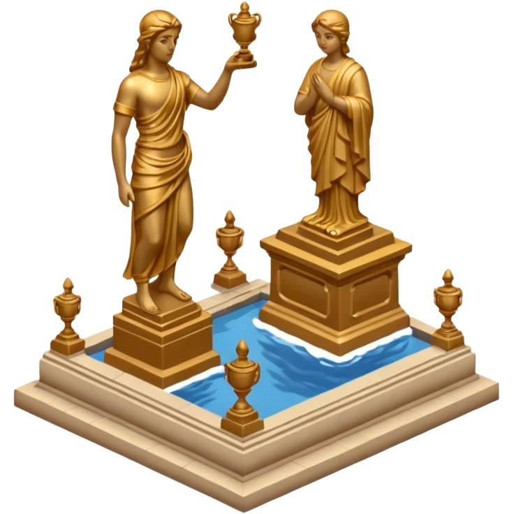 Isometric painting and statue emoji