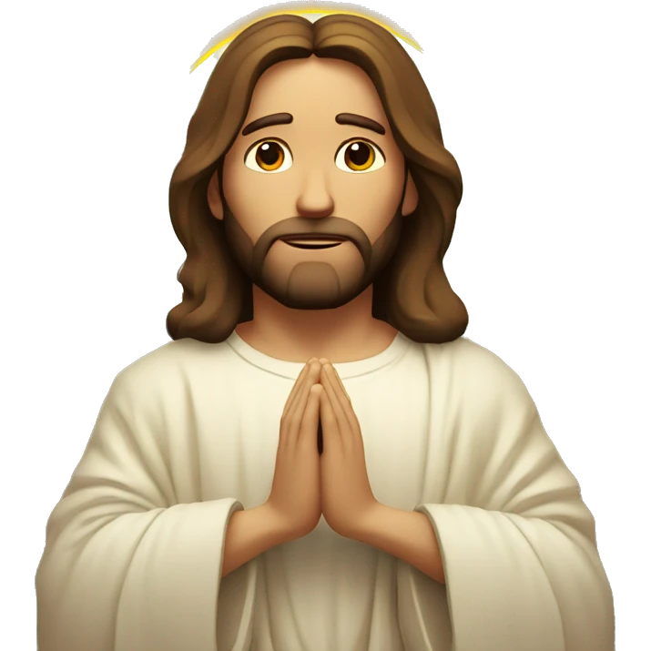 jesus christ with halo and praying hands emoji