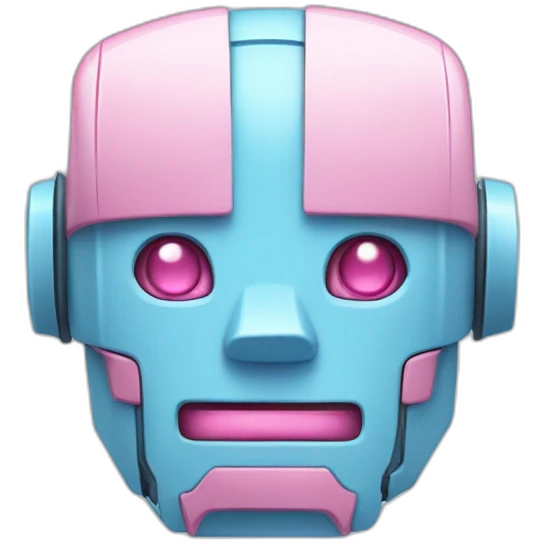 pastel blue and pink robot head pixels emoji