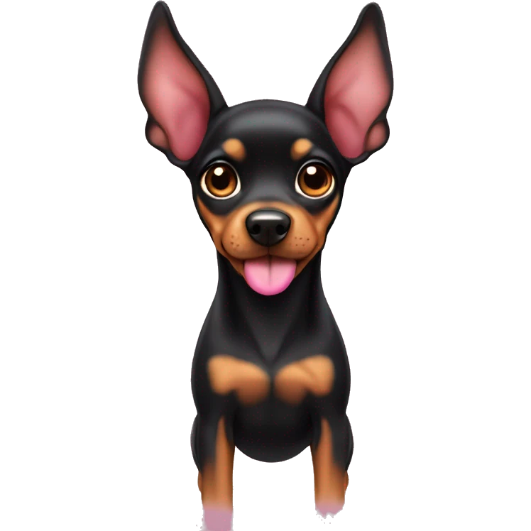 black tan pinscher big ears pink bow on ear emoji