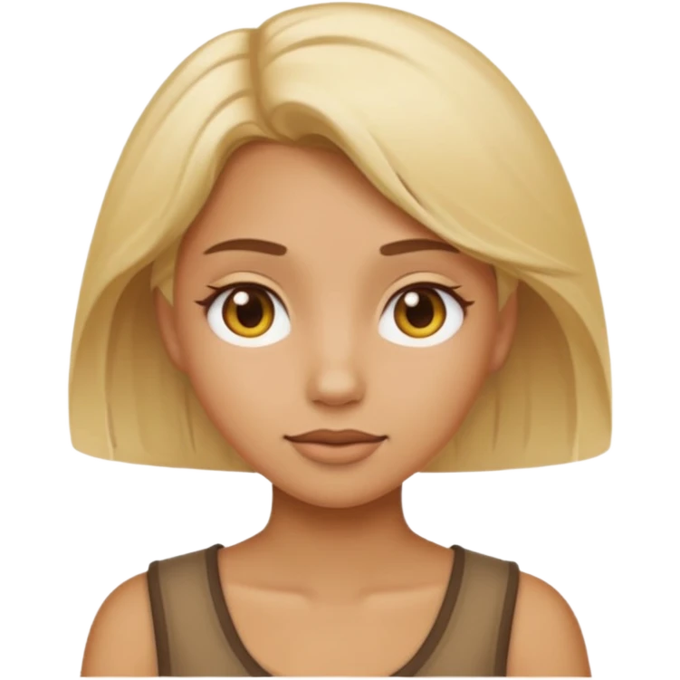 tan girl with light blonde hair neutral expression emoji style emoji