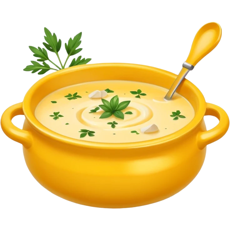 cheese soup with garlic, in yellow bowl emoji