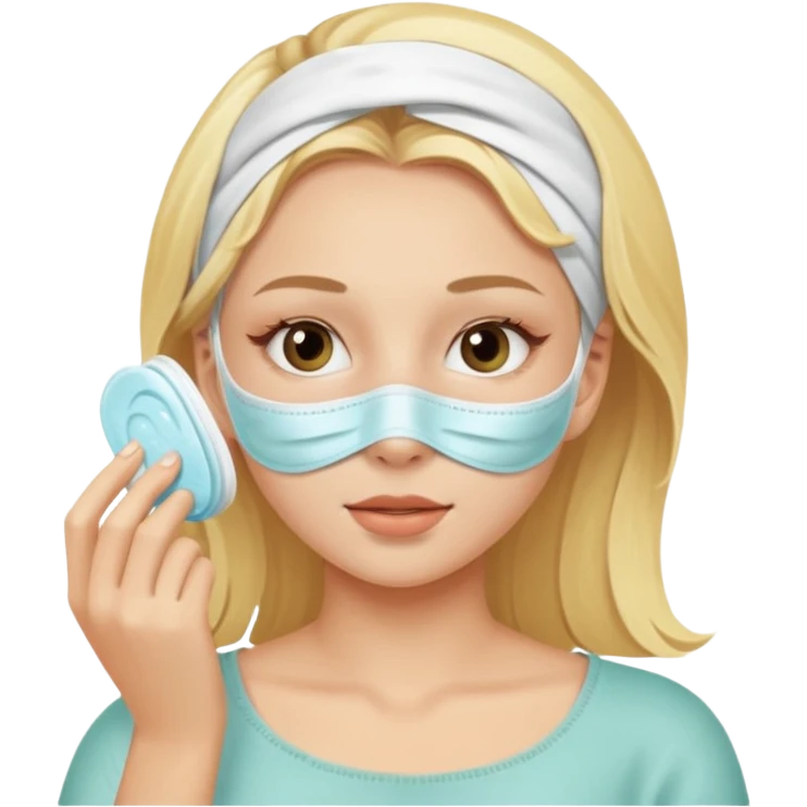 haz una chica rubia haciendose su skincare emoji