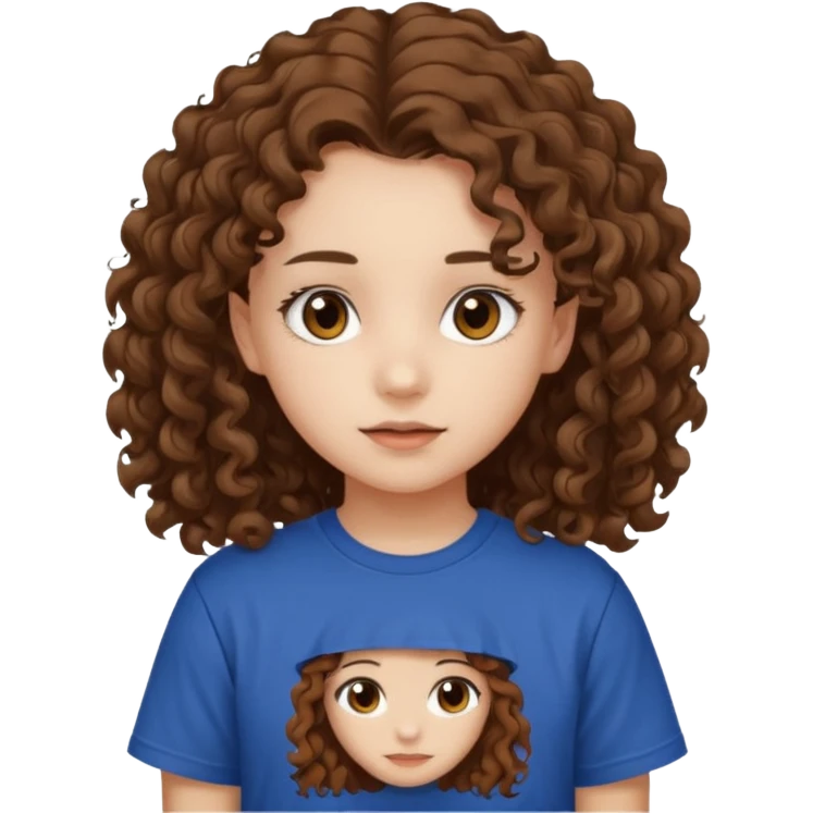 Brown eyes, long curly brown hair straykids t-shirt girl emoji