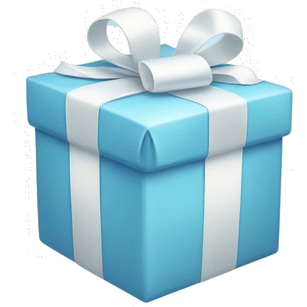 Light blue present with white ribbon bow emoji