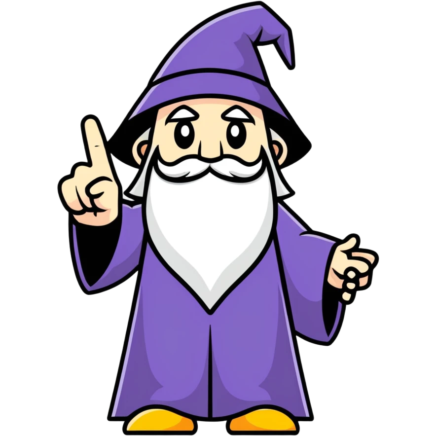 wizard showing middle finger, cartoonish, funny, no text emoji