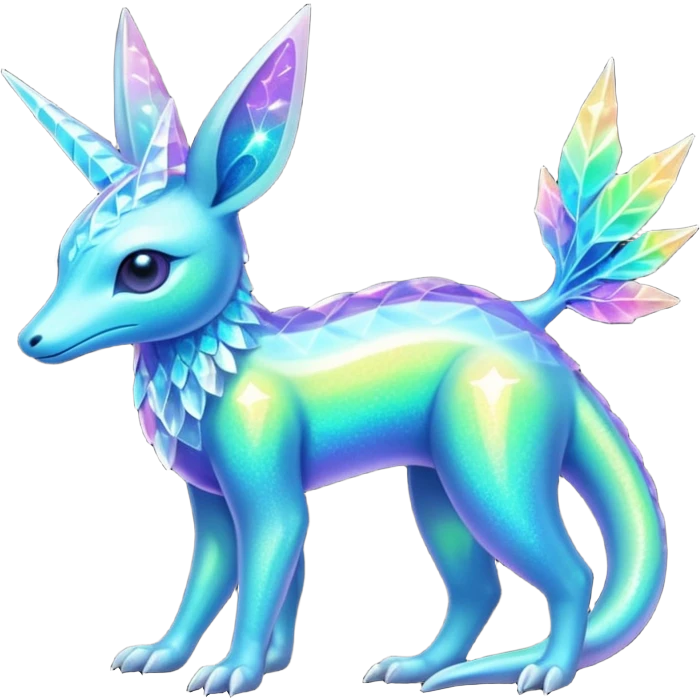 Shiny Exotic Colorful Neon-colored Ethereal Sparkly Amaura-Aurorus-Fakémon-hybrid-creature (full body)  emoji