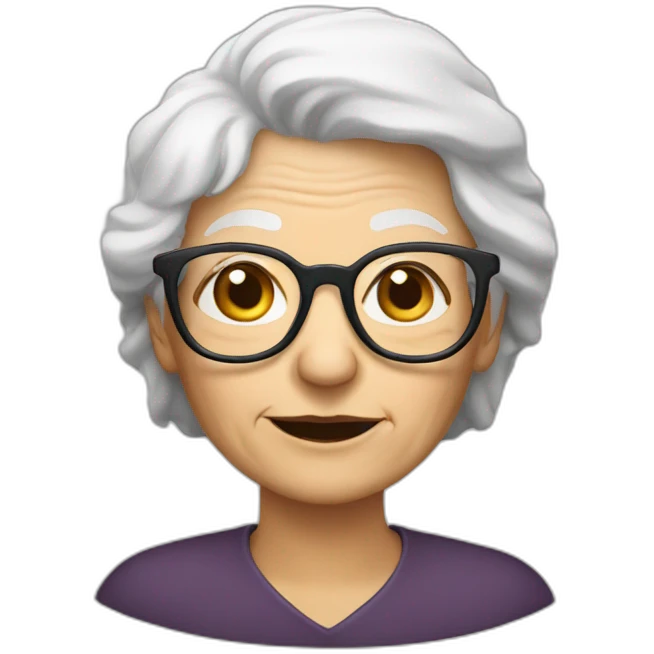 Old woman With whithe hair and glasses emoji