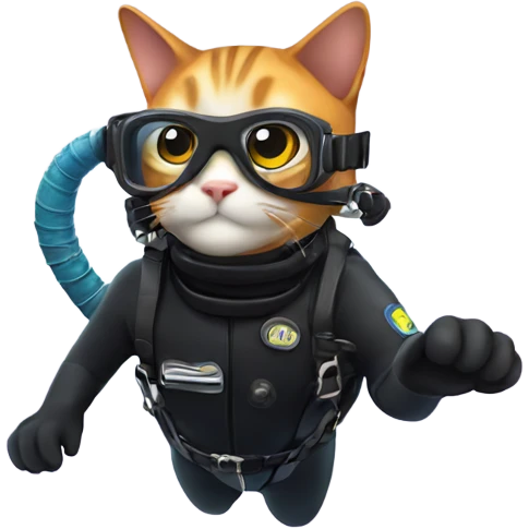 Cat scuba diving  emoji