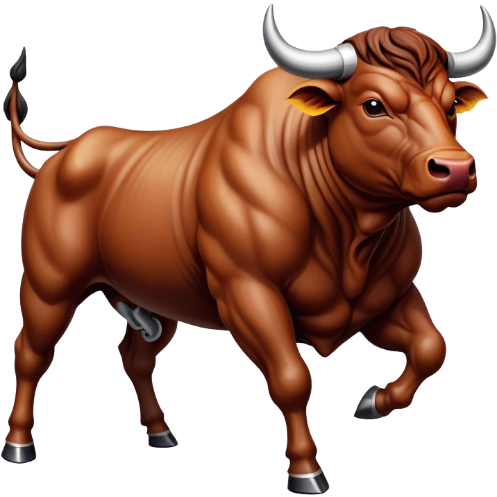 Cinematic Realistic depiction of a powerful Spanish charging bull, rendered with dynamic muscle definition and detailed, textured hide, set against a dramatic backdrop with intense, action-packed lighting emoji
