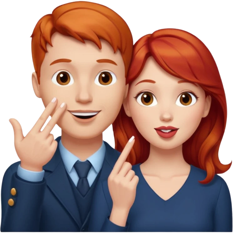 couple consisting of white man and redhead woman blowing eachother a kiss  emoji