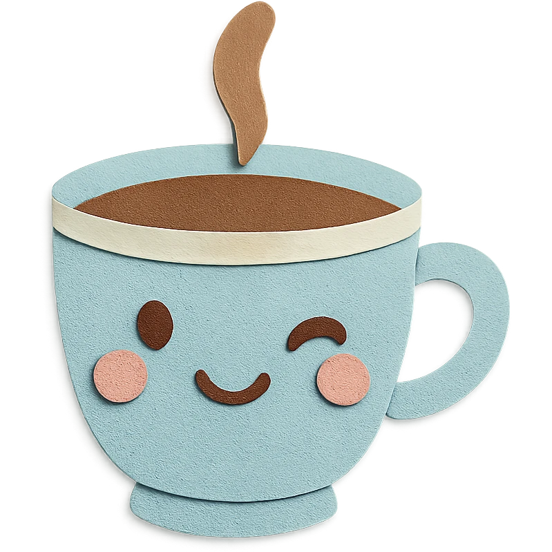 adorable coffee cup, full body, winking, soft pastel color emoji