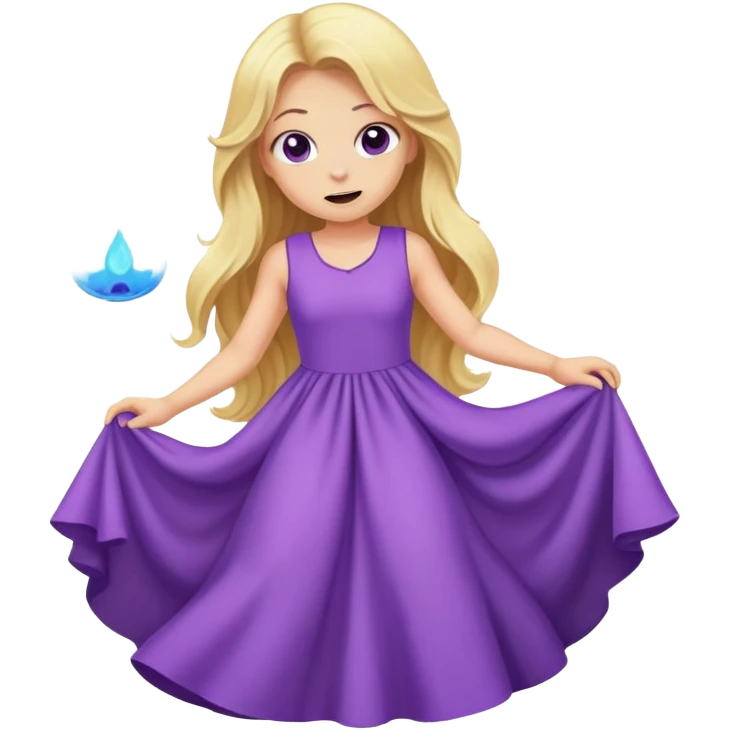 blonde long hair  girl with purple dress, farting gas emoji