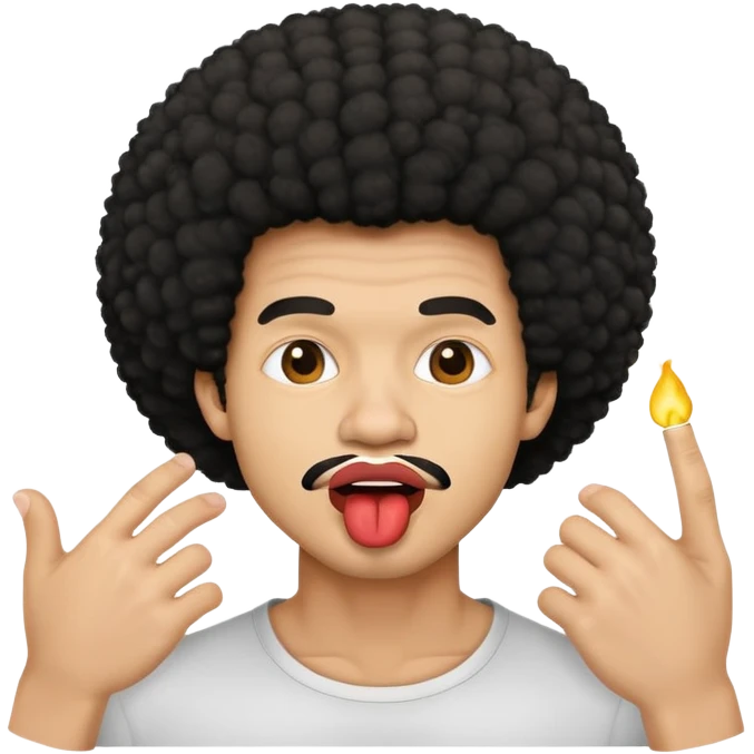 Man biting lip, Afro, light skin  emoji